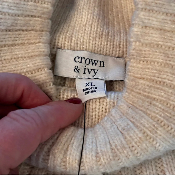 NWT Crown & Ivy Chunky Mock Turtleneck Sweater in Heather Oat,XL,Ski Snow Vacay - Picture 5 of 9